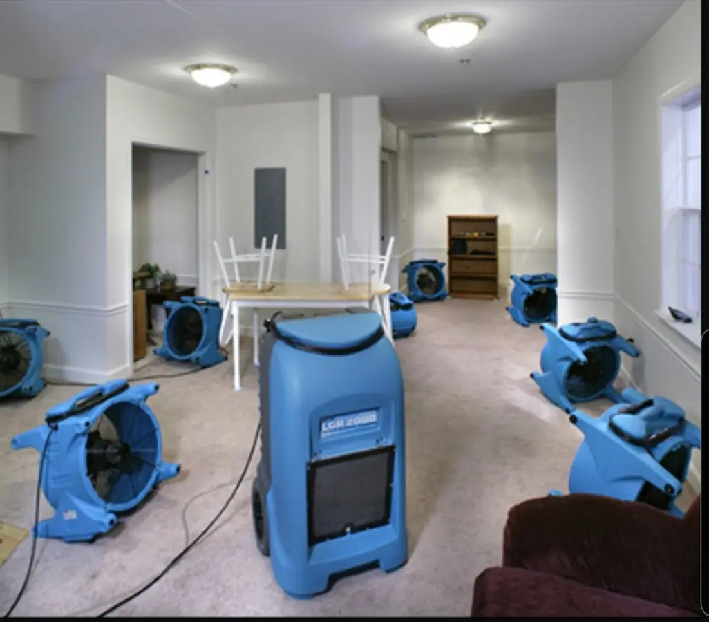Air movers and dehumidifier setup for Water Damage Restoration in Calexico